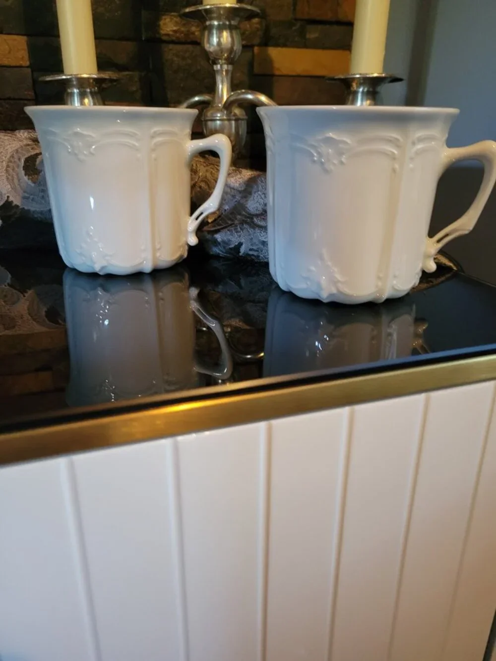Vintage Hutschenreuther Baronesse White Mugs/Cups-Set of 5
